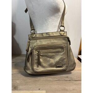 The Sak‎ Small Crossbody Pyrite Gold/Silver Metallic Leather Purse Pax Swing Pak